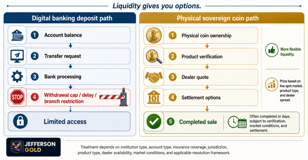 Digital Banking Deposits vs. Physical Sovereign Coins During a Banking Freeze