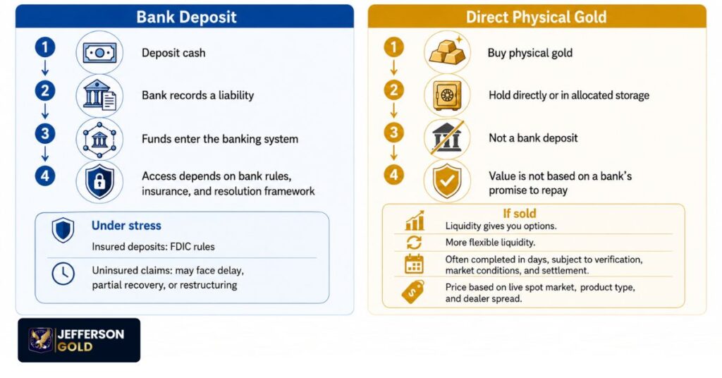 Bank Deposit vs. Physical Gold Under Financial Stress