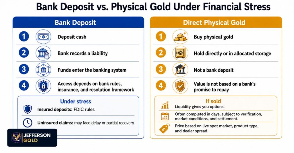 Bank Account Deposit vs. Direct Physical Gold Ownership