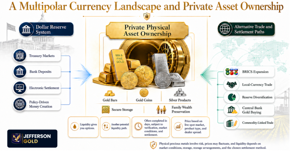 Two Currency Blocs, One Private Buffer infographic